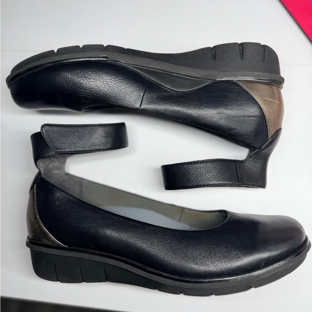 DANSKO Jenna Black Leather Ankle Strap Comfort Wedge Sz 41 (10) - Picture 2 of 7